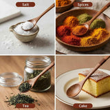 2PCS Long Wooden Spoons for Eating, 7.7 Inch Wooden Honey Spoon, Long Teaspoon Coffee Spoon for Mixing Kitchen Bar Restaurant Tea Dessert