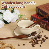2PCS Long Wooden Spoons for Eating, 7.7 Inch Wooden Honey Spoon, Long Teaspoon Coffee Spoon for Mixing Kitchen Bar Restaurant Tea Dessert