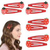 8PCS Small Strawberry Hair Clips, Metal Snap Hair Clips for Women Girls, Cute Hairs Barrettes Cute Strawberry Hairs Accessories for Girls Toddlers Kids and Teens Gifts Red