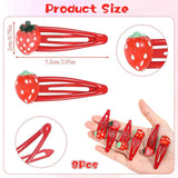 8PCS Small Strawberry Hair Clips, Metal Snap Hair Clips for Women Girls, Cute Hairs Barrettes Cute Strawberry Hairs Accessories for Girls Toddlers Kids and Teens Gifts Red