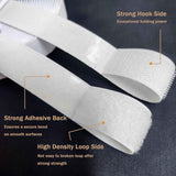 2 Inch Wide Hook and Loop Tape, Excellent Grip, Strong Adhesive Back, Nylon Self-Adhesive Fastener Strips for Fixing and Hanging, Home School and Office e (White, 15 Feet)