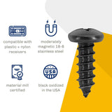Stainless Steel Screws - Black Head, Oxidized Finish (Pack of 4)