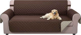 Reversible Sofa Cover Washable Couch Cover for Dogs Friendly with Elastic Straps Water Repellent Furniture Protector for 3 Chion Couch (Sofa, Coffee/Beige)