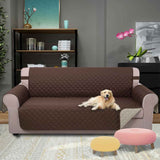 Reversible Sofa Cover Washable Couch Cover for Dogs Friendly with Elastic Straps Water Repellent Furniture Protector for 3 Chion Couch (Sofa, Coffee/Beige)