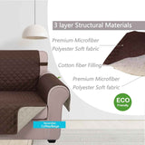 Reversible Sofa Cover Washable Couch Cover for Dogs Friendly with Elastic Straps Water Repellent Furniture Protector for 3 Chion Couch (Sofa, Coffee/Beige)