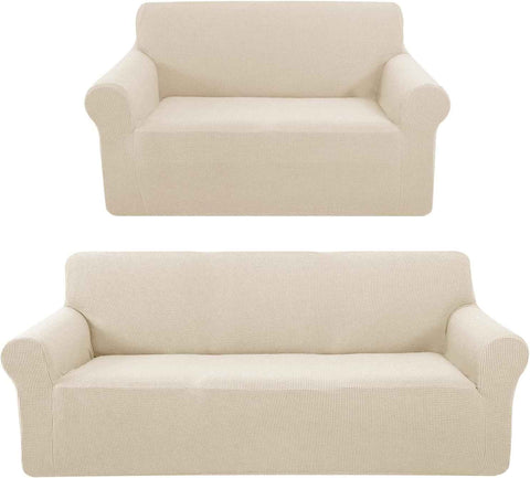 Stretch Couch Cover Sofa Bundles loveseat (Beige)