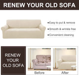 Stretch Couch Cover Sofa Bundles loveseat (Beige)