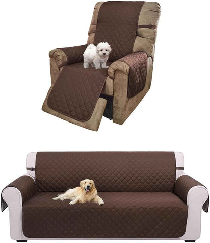 UNICE Home Reversible Sofa Cover Bundle Chair Cover(Sofa+Chair, Coffee)