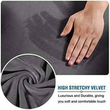 4 Pieces Thick Velvet Sofa Covers Couch Covers for 3 Chion Couch Sofa High Stretch Slipcovers Furniture Protector Form Fit Luxury Couch Cover for Dogs Width Up to 90 Inch(Sofa,Grey)