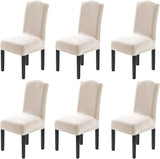 Dining Chair Covers Velvet Stretch Chair Covers for Dining Room Set of 6 Parson Chair Slipcovers Chair Protectors Covers, Soft Thick Solid Velvet Fabric Washable, Ivory