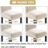 Dining Chair Covers Velvet Stretch Chair Covers for Dining Room Set of 6 Parson Chair Slipcovers Chair Protectors Covers, Soft Thick Solid Velvet Fabric Washable, Ivory