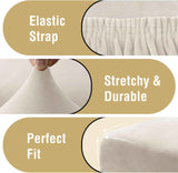 Dining Chair Covers Velvet Stretch Chair Covers for Dining Room Set of 6 Parson Chair Slipcovers Chair Protectors Covers, Soft Thick Solid Velvet Fabric Washable, Ivory