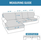 Sectional Couch Covers 8 Pieces Stretch Sofa Covers for Sectional Sofa Set Separate L Shaped Couch Cover for Both Left/Right Couch (Seat and Back: 1 Chaise + 3 Sofa, Ivory)