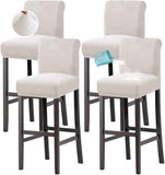 100% Waterproof Bar Stool Cover Stretch Counter Stool Pub Chair Slipcover for Dining Room Removable Soft Thick Solid Fleece Fabric Bar Stool Slipcovers Set of 4, Ivory