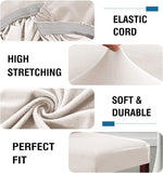 100% Waterproof Bar Stool Cover Stretch Counter Stool Pub Chair Slipcover for Dining Room Removable Soft Thick Solid Fleece Fabric Bar Stool Slipcovers Set of 4, Ivory