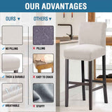 100% Waterproof Bar Stool Cover Stretch Counter Stool Pub Chair Slipcover for Dining Room Removable Soft Thick Solid Fleece Fabric Bar Stool Slipcovers Set of 4, Ivory