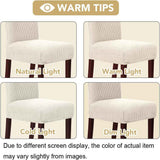 Stretch Dining Chair Covers Set of 6 Chair Covers for Dining Room Parsons Chair Slipcover Chair Protectors Covers Dining, Feature Textured Checked Jacquard Fabric, Ivory