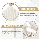 Stretch Dining Chair Covers Set of 6 Chair Covers for Dining Room Parsons Chair Slipcover Chair Protectors Covers Dining, Feature Textured Checked Jacquard Fabric, Ivory