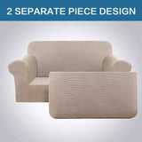 2 Pieces Loveseat Covers Fit Lovesat Width Up to 70 Inch Furniture Cover/Protector, Jacquard Spandex Stretch Loveseat Slipcovers Suit for T Chion/Box Chion (Loveseat, Sand)