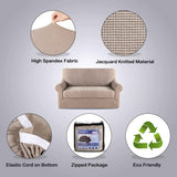 2 Pieces Loveseat Covers Fit Lovesat Width Up to 70 Inch Furniture Cover/Protector, Jacquard Spandex Stretch Loveseat Slipcovers Suit for T Chion/Box Chion (Loveseat, Sand)