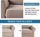2 Pieces Loveseat Covers Fit Lovesat Width Up to 70 Inch Furniture Cover/Protector, Jacquard Spandex Stretch Loveseat Slipcovers Suit for T Chion/Box Chion (Loveseat, Sand)