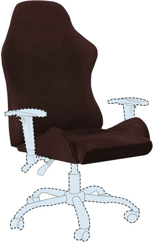 Gaming Chair Covers Slipcover Stretch Seat Chair Cover for Leather Computer Reclining Racing Ruffled Gamer Chair Protector Without Chair 2 piece，Brown