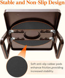 Plastic Rotating Couch Armrest Table, Adjtable Sofa Arm Clip Holder Tray for Snack/Fast Food/Fruit/Drink, Large Foldable Stable Sofa Table with Reinforced Clamp, Brown