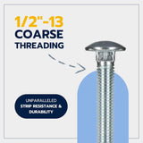 1/2" x 4" (25 Pack) Zinc Carriage Bolt Kit, Grade 307A by Makers Bolt
