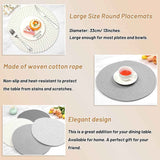 Round Woven Placemats Set of 4, 13 Inches Kitchen Table Place Mats for Dining Table, Trivets for Hot Pots and Pans, Boho Table Decorations for Table Setting, Tabletop Accessories