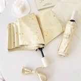 Cheesy Beige Rain & Shine Auto/Manual Foldable Umbrella for UPF 50+ UV Protection, Stylish Sun Parasol with Black Coating