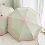 Ombré Auto Open Rain & Sun UPF 50+ UV Protection Umbrella, Portable Travel Folding Umbrella with Cover Bag