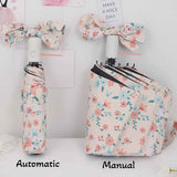 French Style Floral Foldable UV Protection Umbrella for Women, Automatic Open Close Sun & Rain Portable Mini Compact Travel Umbrellas