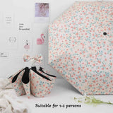 French Style Floral Foldable UV Protection Umbrella for Women, Automatic Open Close Sun & Rain Portable Mini Compact Travel Umbrellas