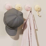 No-Drill Round Vacuum Suction Cup Hooks Pastel Colors, Strong Hold No-Trace Storage Hangers for Kitchen Bathroom Towel (Clear Beige Pink,6)