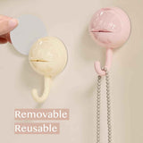 No-Drill Round Vacuum Suction Cup Hooks Pastel Colors, Strong Hold No-Trace Storage Hangers for Kitchen Bathroom Towel (Clear Beige Pink,6)