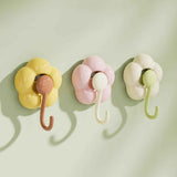 3 Pack No-Trace Vacuum Suction Cup Hooks, Floral Heavy Duty Storage Hangers for Home Bathroom Kitchen Door Back (Yellow Pink Green)