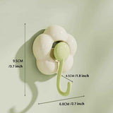 3 Pack No-Trace Vacuum Suction Cup Hooks, Floral Heavy Duty Storage Hangers for Home Bathroom Kitchen Door Back (Yellow Pink Green)