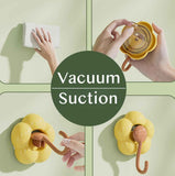 3 Pack No-Trace Vacuum Suction Cup Hooks, Floral Heavy Duty Storage Hangers for Home Bathroom Kitchen Door Back (Yellow Pink Green)