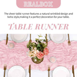 6 Pack Light Pink Cheesecloth Table Runner 17x108 Inch Semi Sheer Boho Gauze Cheese Cloth Fabric Table Runners Table Decor for Wedding Party Baby Shower Birthday Home Decor Garden Farmhouse