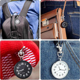 2 Pieces Quartz Pocket Watch with Key Buckle Round Keychain Clip on Watch Portable Unisex