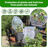 4 Pack Garden Mesh Netting for Plants 2.6x3.3ft - 3.3x4.9ft Insect Bird Netting Pest Barrier Bag with Drawstring 2 Size Fruits Tree Blueberry Bush Netting Cover Bag Protection for Vegetables Tomato