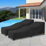 Patio Chaise Lounge Cover Water Resistant, 2 Pack of Pool Lounge Chair Covers for Outside Stackable Cushions and Outdoor Furniture, 80" x 30" x 26" H, Black