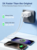 40W GaN 4-Port Fast Charger - 2A2C PD USB C Wall Charger Block for iPhone Samsung - Quick Charge 3.0 Adapter - AU Plug White - SAA Certified