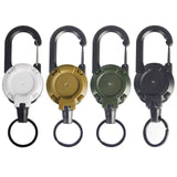 Retractable Gear Tether 4-Pack - Stainless Steel Cable Keychain Reel for Outdoor Fishing Hiking - Auto Retracting Badge Holder with Carabiner Clip - Black Khaki Green White In Australia - Darrahopens