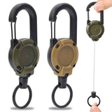 Retractable Gear Tether 4-Pack - Stainless Steel Cable Keychain Reel for Outdoor Fishing Hiking - Auto Retracting Badge Holder with Carabiner Clip - Black Khaki Green White In Australia - Darrahopens