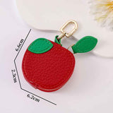 Fruit Coin Purse Keychain 3-Pack - Cute Leather Car Keychain Pendant for Women - Novelty Bag Charm for Keys Handbags Totes - Apple (3-Pack)