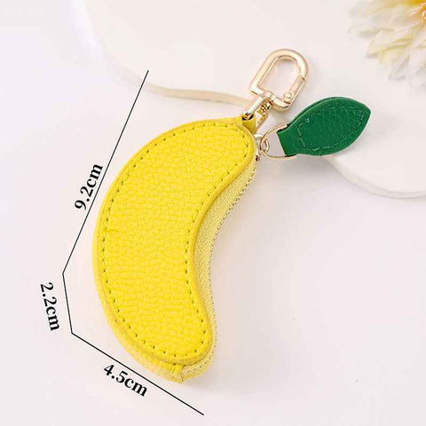 Fruit Coin Purse Keychain 3-Pack - Cute Leather Car Keychain Pendant for Women - Novelty Bag Charm for Keys Handbags Totes - Banana (3-Pack) In Australia - Darrahopens