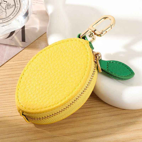 Fruit Coin Purse Keychain 3-Pack - Cute Leather Car Keychain Pendant for Women - Novelty Bag Charm for Keys Handbags Totes - Lemon (3-Pack) In Australia - Darrahopens