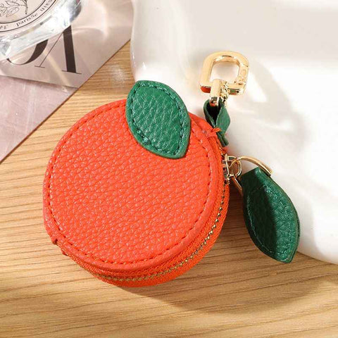 Fruit Coin Purse Keychain 3-Pack - Cute Leather Car Keychain Pendant for Women - Novelty Bag Charm for Keys Handbags Totes - Orange (3-Pack) In Australia - Darrahopens