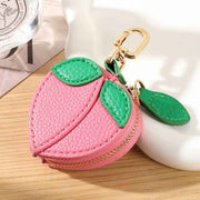 Fruit Coin Purse Keychain 3-Pack - Cute Leather Car Keychain Pendant for Women - Novelty Bag Charm for Keys Handbags Totes - Pink Peach (3-Pack) In Australia - Darrahopens